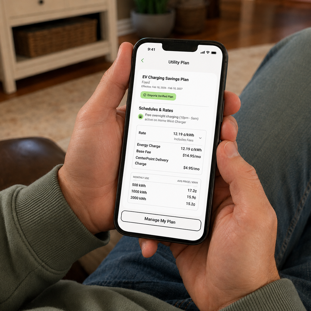 Emporia EV Charging Savings Plan rate details